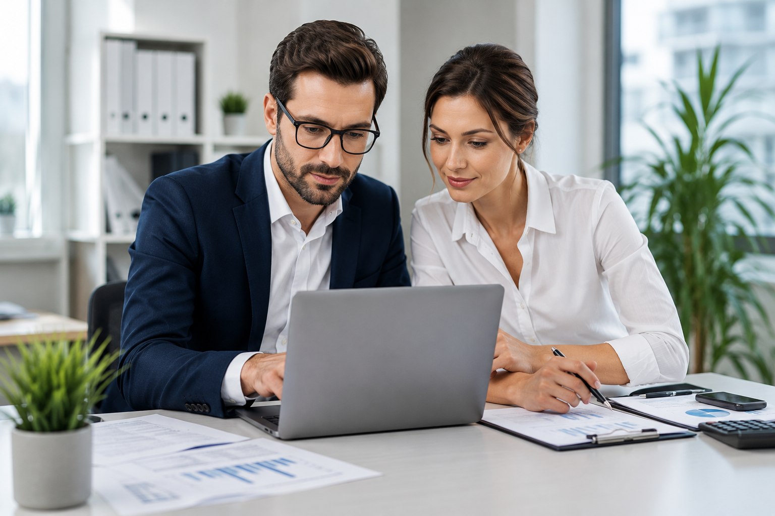 Profesioniști care analizează informații financiar-contabile